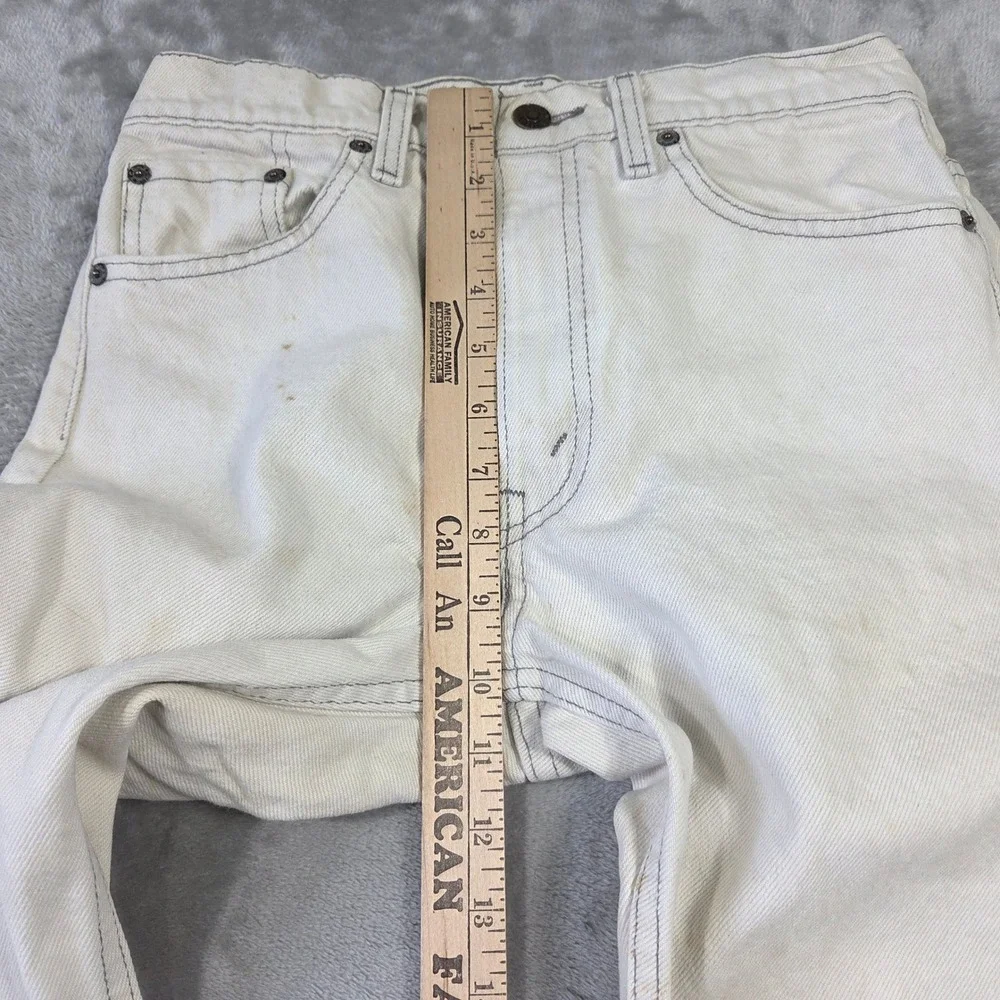 Vintage 70s Levis Made USA White Straight Leg Denim Jeans 29x34‎ Retro Thrashed